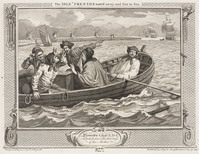KG 15031
<br/>
The idle prentice turned away and sent to sea uit de prentenserie Industry and idleness
<br/>
<em>Hogarth, William (1697 - 1764)</em>